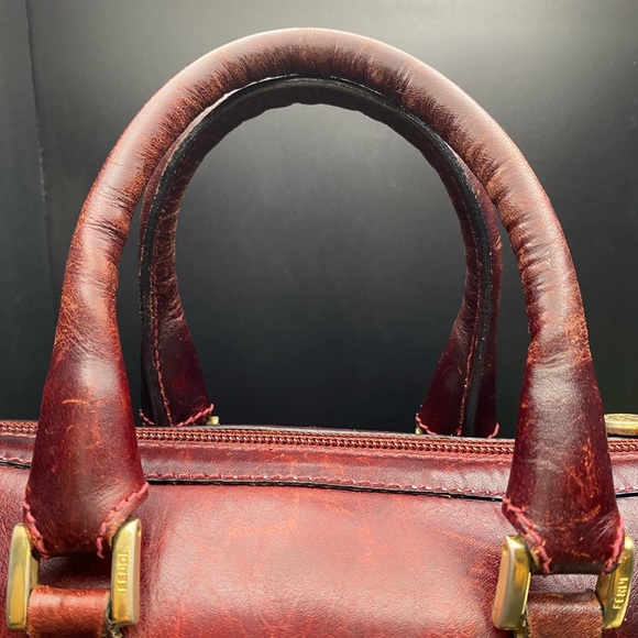RARE Vintage FENDI JANUS Mini Boston Bag, Leather Burgundy Circa 1980’s COA! - Picture 5 of 8
